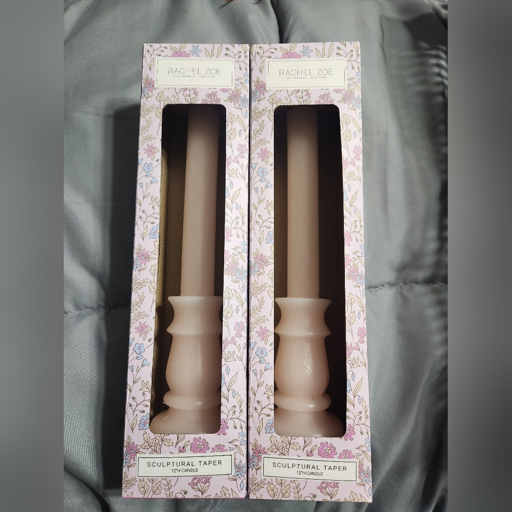 Rachel Zoe Sculptural Taper Light Pink Set of 2